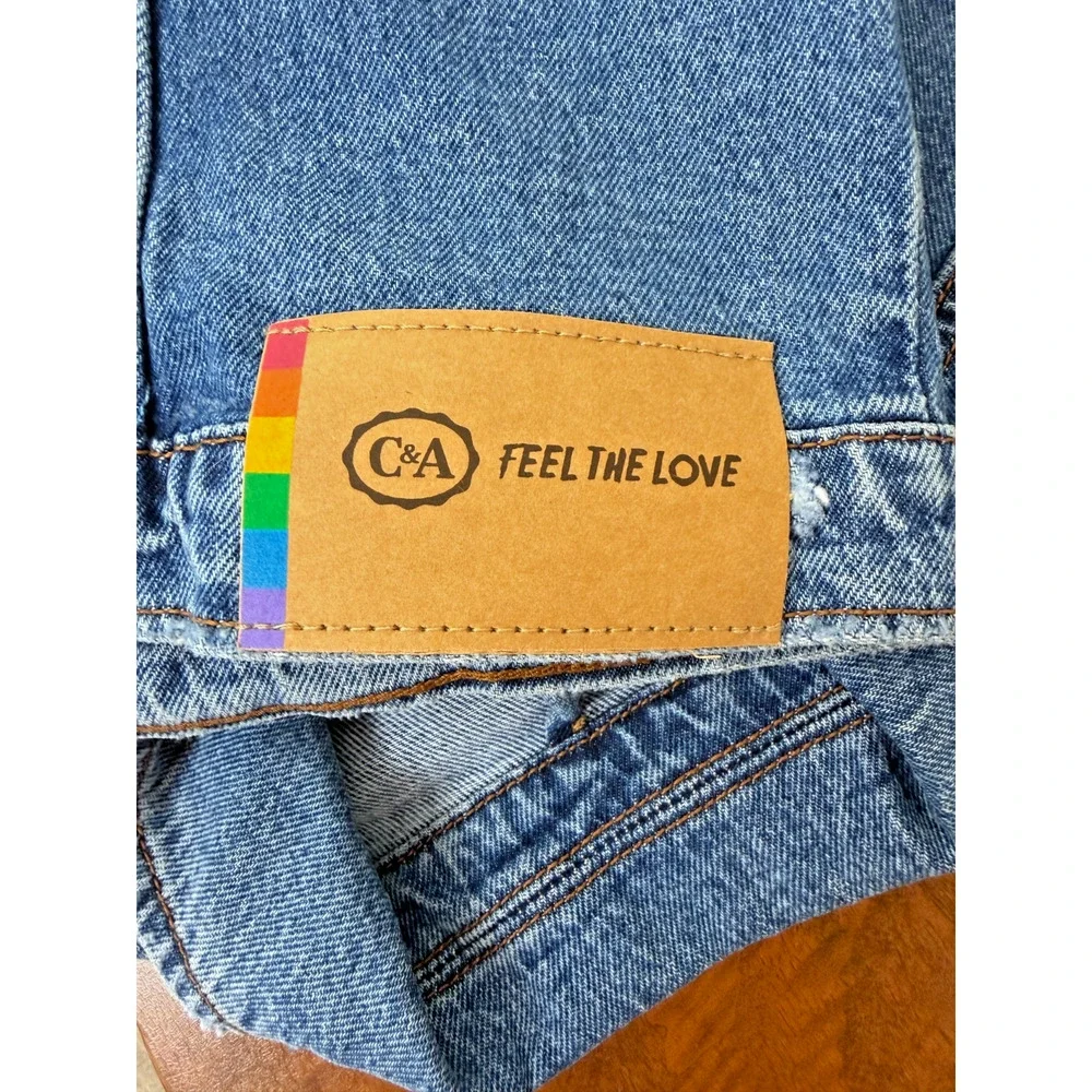 NWT C&A Denim Pride Trucker Feel The Love Jacket $600 EVERYONE FITS HERE LG 0049 - Picture 13 of 13